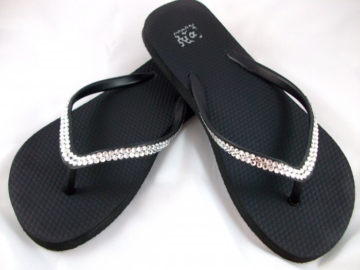 Women's Black Flip Flops - Size 8