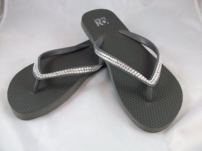 Women's Dark Gray Flip Flops - Size 10