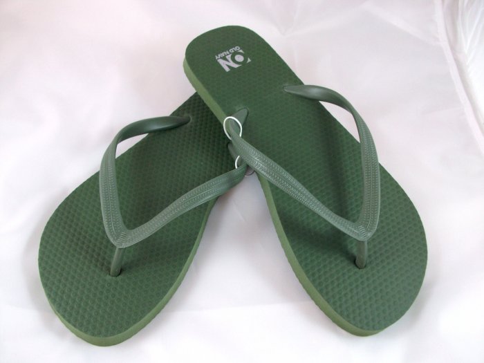 Women's Army Green Flip Flops - Size 7