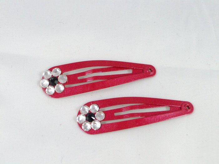 Red Barrettes with flowers