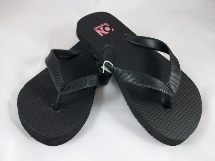 Girl's Black Flip Flops - Size 12/13