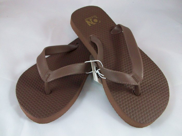 Girl's Brown Flip Flops - Size 1/2