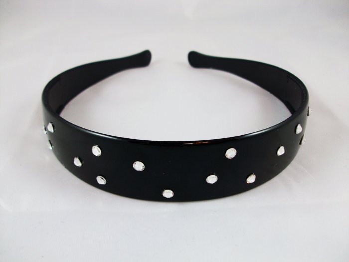 Black Thick Headband with Crystals