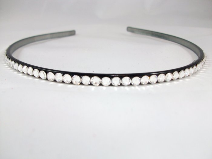Thin Black Headband with Swarovski Crystals