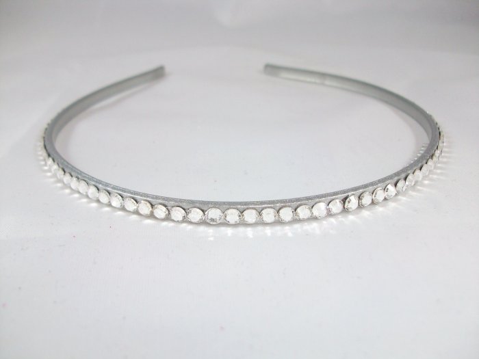 Thin Silver Headband with Swarovski Crystals