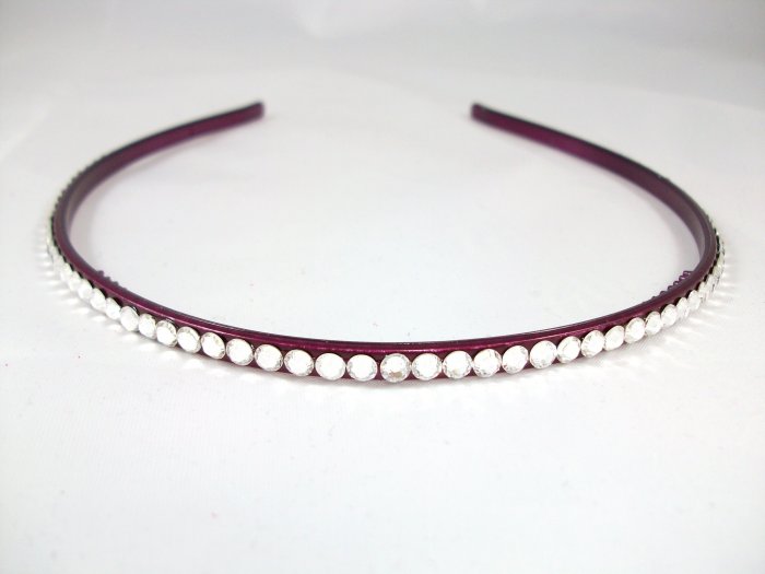 Thin Plum Headband with Swarovski Crystals