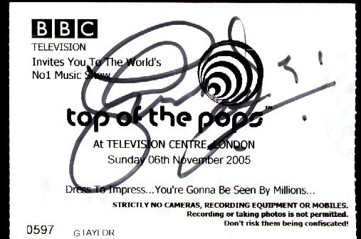 Snow Patrol Jonny Quinn Original autograph in a TOPT