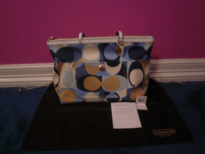 ***Authentic Blue/Multicolor Coach Purse NEW!***