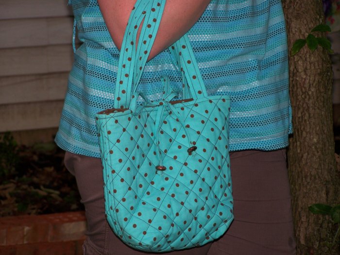 Aqua with Brown Polka Dots