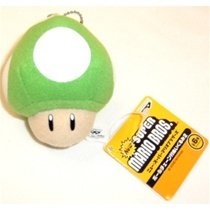 Super Mario Brothers Plush Keychain 1-UP Mushroom Green