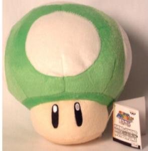 Official Nintendo 6" Mario Brothers Green 1UP Mushroom Plush by Banpresto
