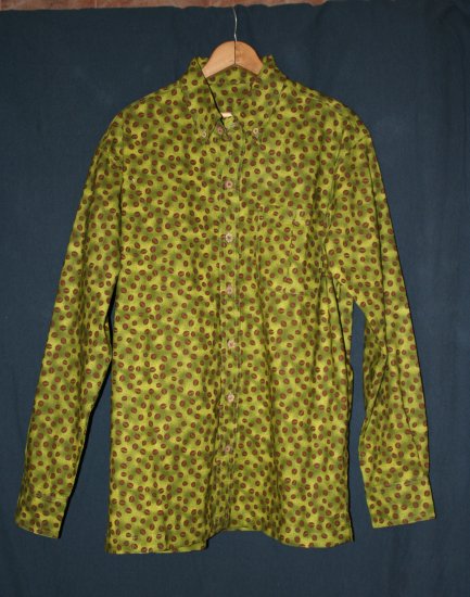 men's casual long-sleeve button-down shirt: coffee beans