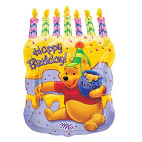 POOH CAKE & CANDLES JUMBO MYLAR 26"