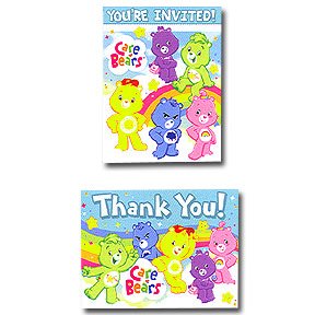 CARE BEARS HAPPY DAY INVITE/THANK YOU