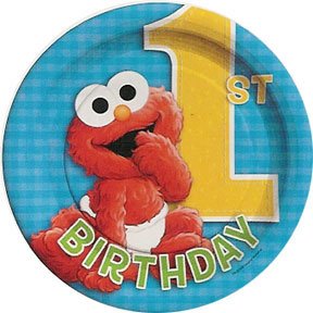 SESAME 1ST BDAY DESSERT PLATE (7IN.)
