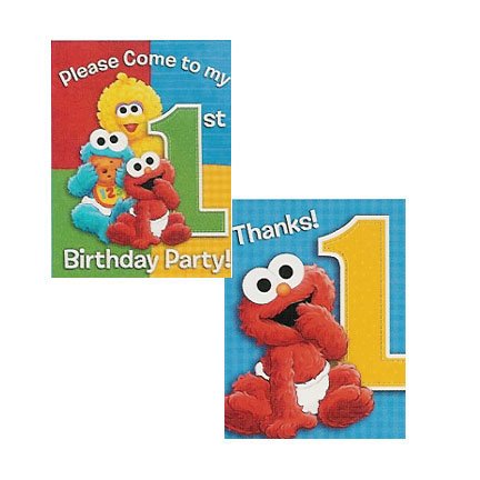 SESAME 1ST BDAY INVITE/THANK YOU COMBO