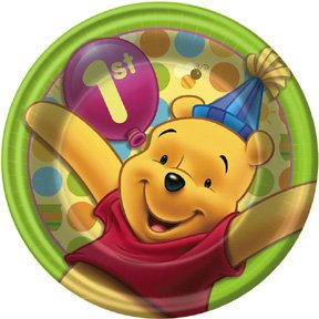 POOH'S FIRST BDAY DESSERT PLATE (7")