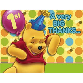 POOH'S FIRST BDAY THANK YOU NOTE