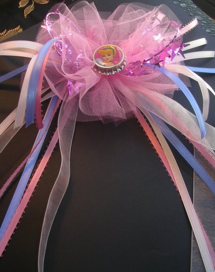 Disney Cinderella Bottle Cap Hair Bow Pink Dance, Ballet, Costume