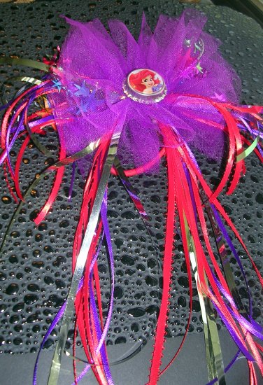 Disney Little Mermaid Ariel Bottle Cap Fancy Hair Bow Dance,Ballet, Costume,Dress up