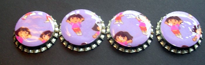 Set of 4 Dora The Explorer Bottle Caps
