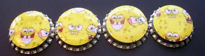 Set of 4 Sponge Bob Bottle Caps