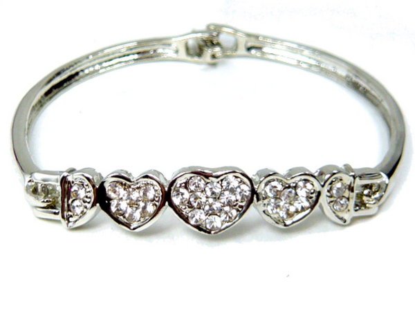 B0001 - Diamond Hearts Bracelet
