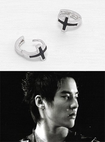 EM0046- Super Junior black crosse earring