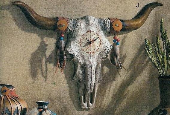 Bulls Skull Wall Clock