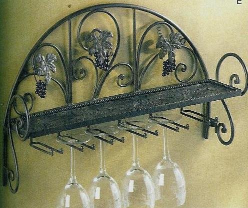 Grapevine Wall Shelf With Glass Rack