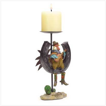 Cowboy Rooster Candleholder