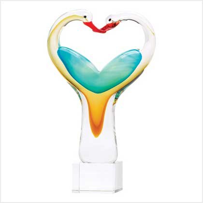 Love Birds Art Glass Sculpture