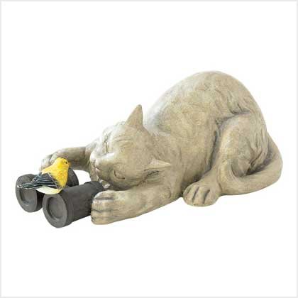 Birdwatching Kitty Statue