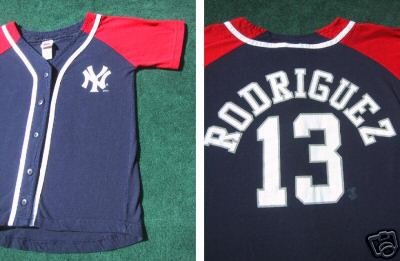 N.Y. YANKEES rodriguez #13 button down YOUTH S(8) SHIRT