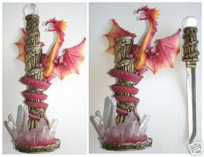 Dragon Statue With Dagger Knife Display