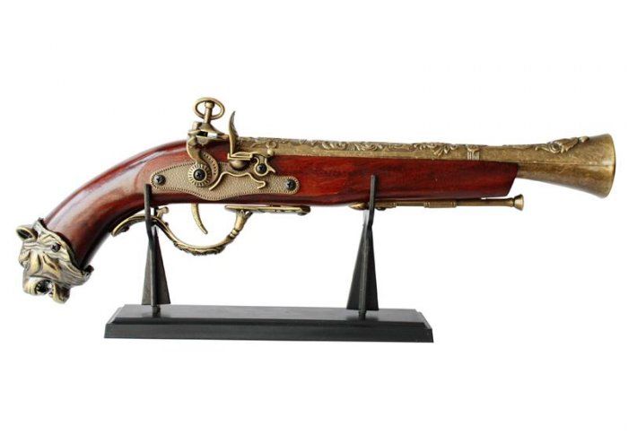 New! - 15" Replica Flintlock Pistol With Stand