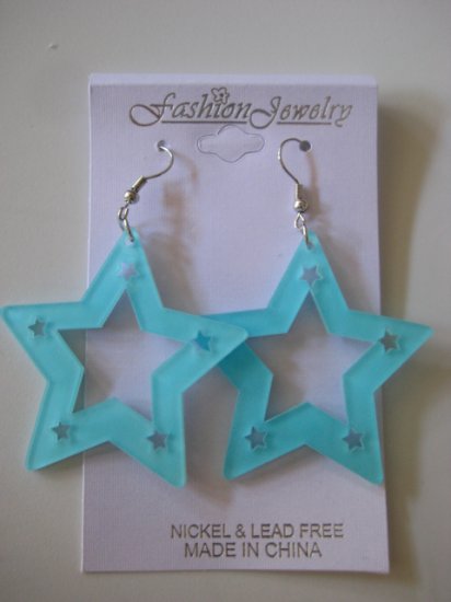 Star Studded Earrings Aqua Blue