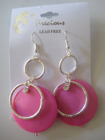Rhinestone & Circles Silvertone/Pearl Pink