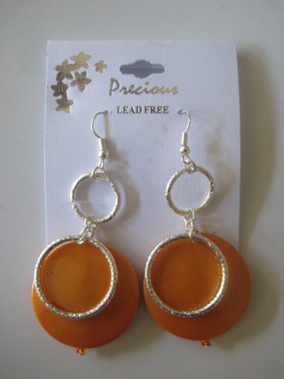 Rhinestone & Circles Silvertone/Pearl Orange