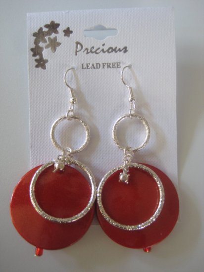 Rhinestone & Circles Silvertone/Pearl Red
