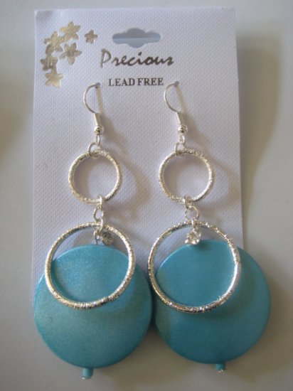 Rhinestone & Circles Silvertone/Pearl Mystic Blue