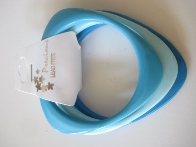 Triangular Tri-Color Aqua Blue Bangles
