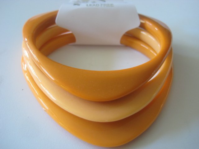 Triangular Tri-Color Orange Bangles