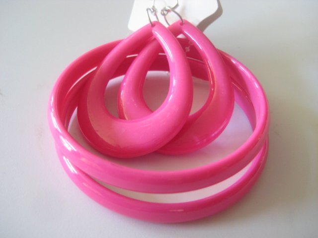 Pink Bangles & Earring Set