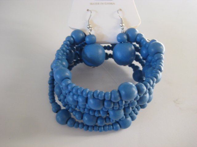 Electric Blue Spiral Stretchable Bracelet & Earring Set