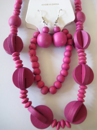 Pink Art deco Style Necklace & Earring Set