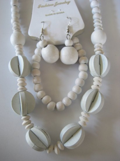 White Art deco Style Necklace & Earring Set
