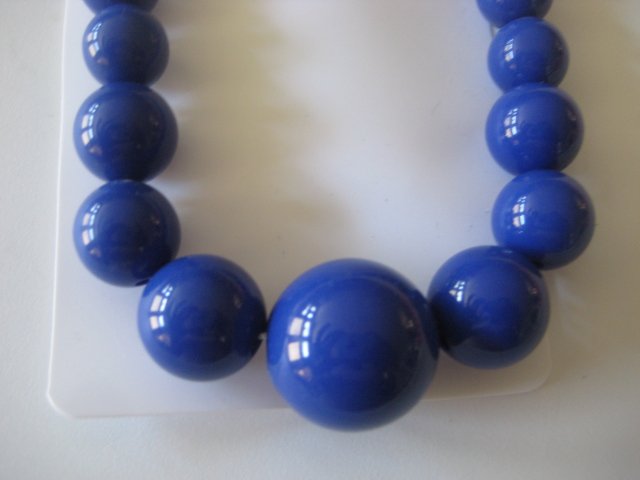 Blue Graduating Bead Necklace & Earring Set