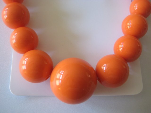 Orange Graduating Bead Necklace & Earring Set