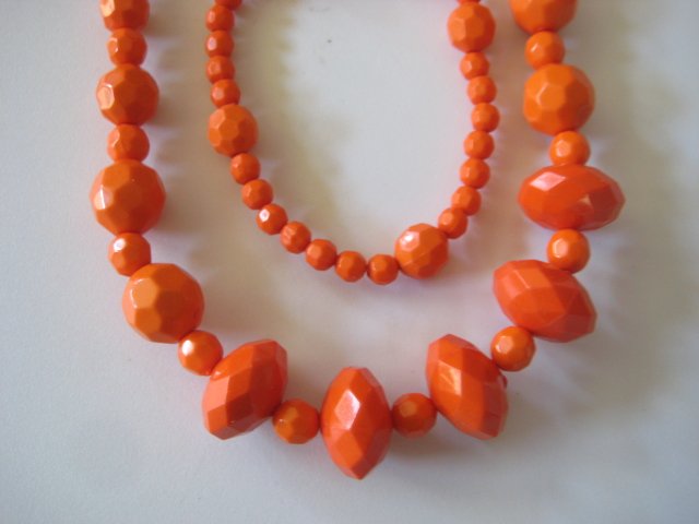 Orange Diamond Cut Necklace & Earring Set w/matching Bracelet